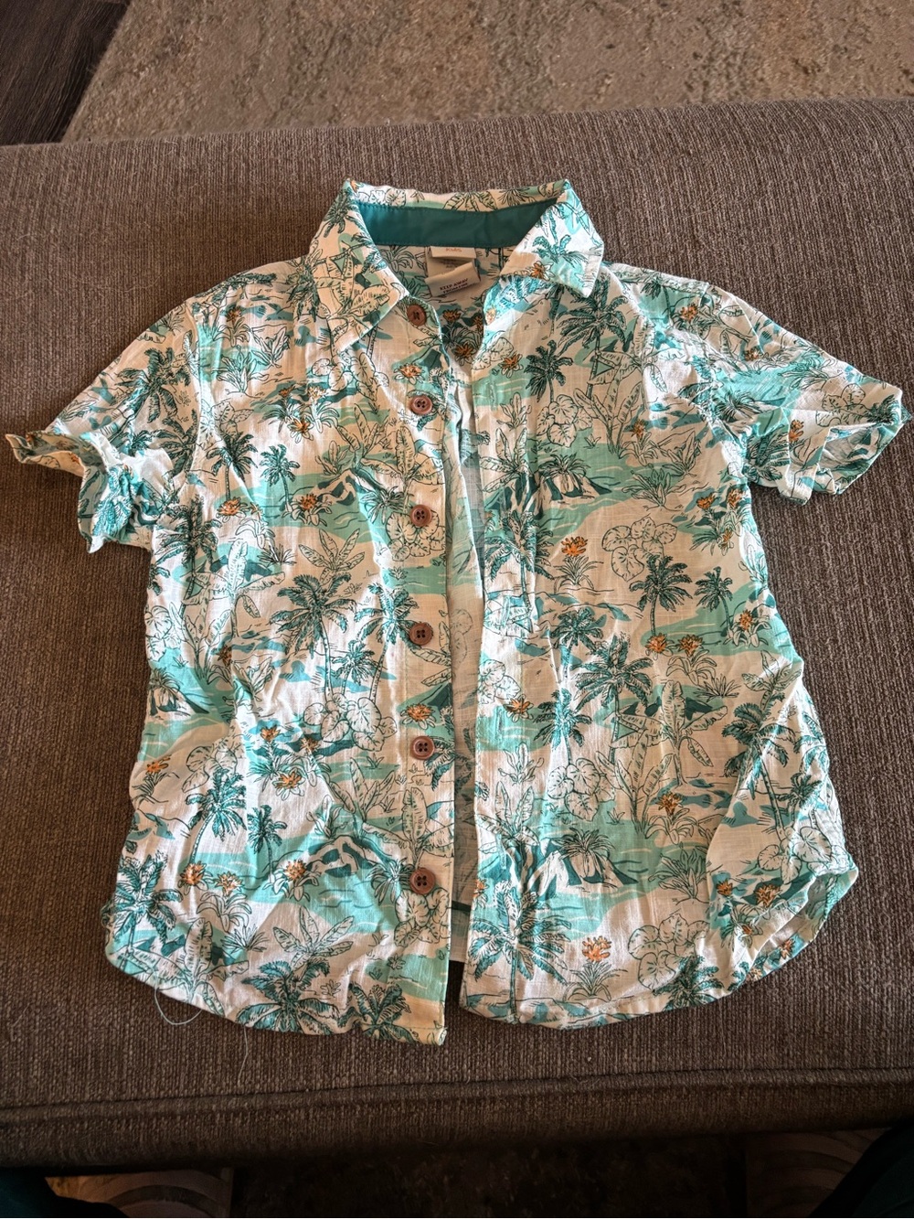 C&C California Kids Tropical Button-Up Shirt in Teal, White & Yellow
